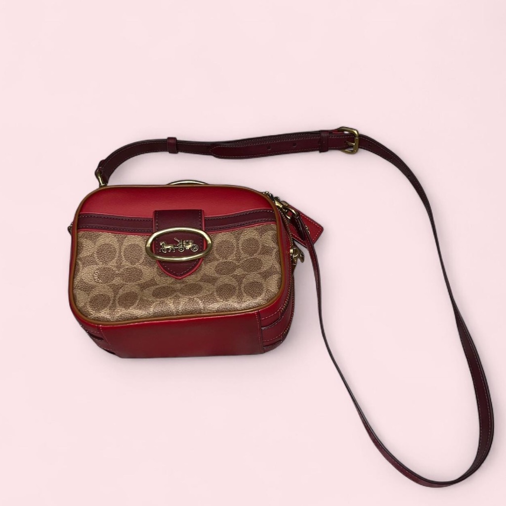 Nwot Coach C2081-1320 Red And Tan Crossbody Bag